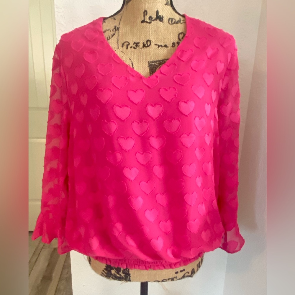 Cato Pink Heart Embossed Blouse 💗